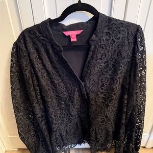 Lilly Pulitzer Jacelynne Black Lace Top XL
